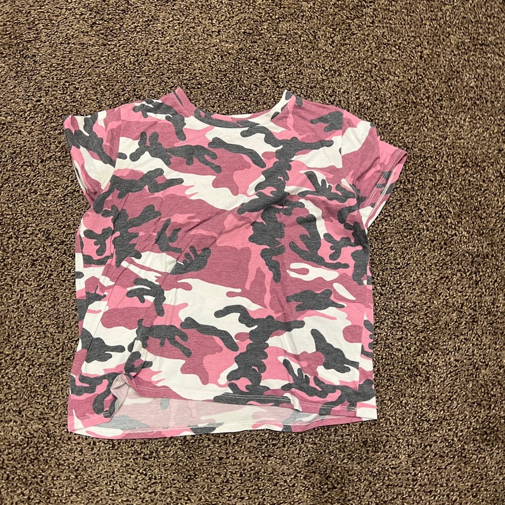 Pink and Gray Camouflage T-Shirt